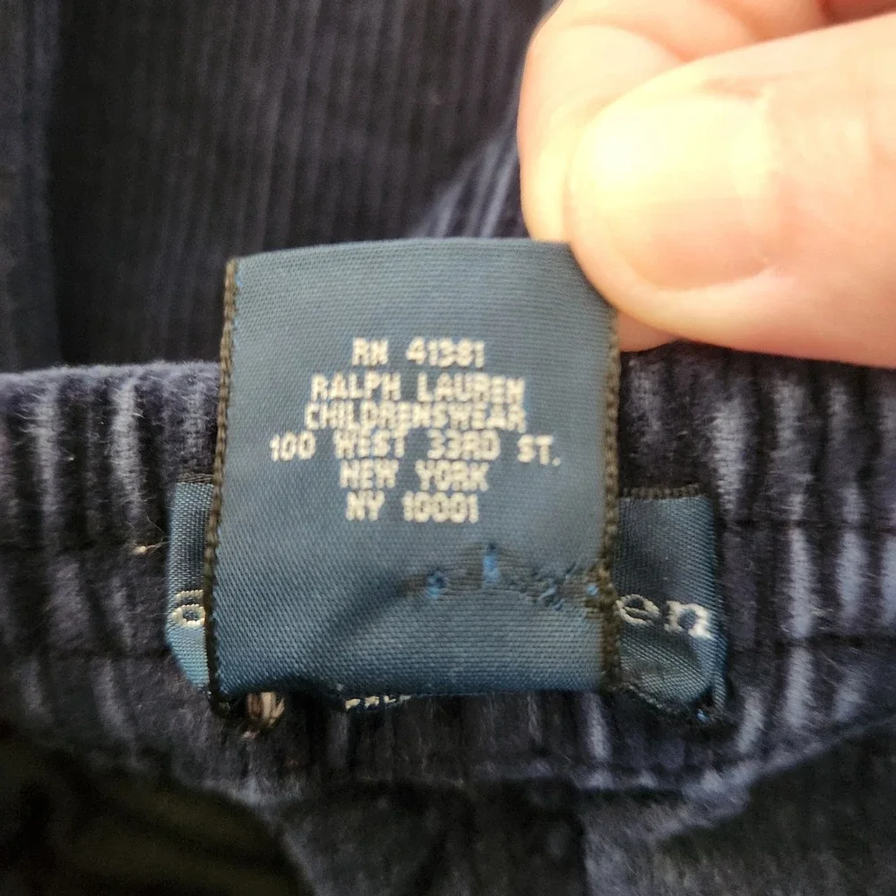Ralph Lauren Kids Navy Blue Corduroy Pants 18M Cotton Elastic Back Preppy
